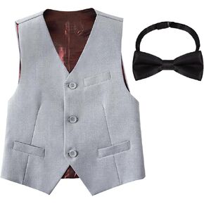 Boys Formal Suit Vest Set Slim Fit Wedding Prom Suit Vest V-Neck Tuxedo Vest Toddler Dressy Vests
