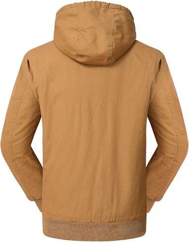 Rdruko Men's Work Jackets Flannel Lined Insulated Cotton Workwear Hooded Winter Coats in Kuwait