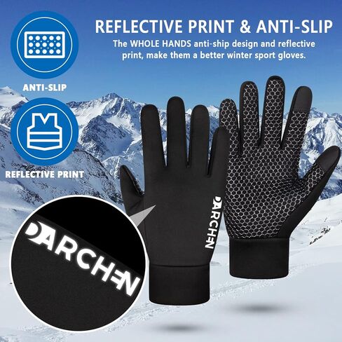 DARCHEN Kids Winter Gloves Black Cycling Gloves Running Water Repellent Touchscreen Warm Fleece Anti-slip for Boys Girls Age 4-12 Years Old Cycling Football Gloves in Kuwait