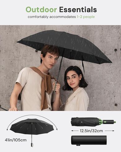 BENEUNDER Travel Compact Umbrellas for Rain - Inverted Reverse Folding Umbrella - 45in/115cm Heavy Duty Windproof Automatic Umbrella for 2-3 People in Saudi Arabia