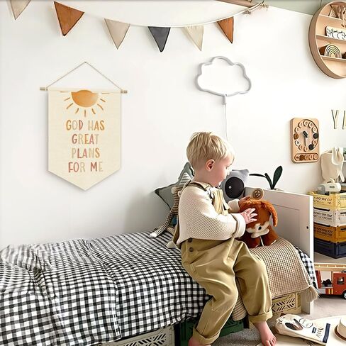Christian Bible Banner, Sunday School Decorations for Classroom, Christian Nursery Decor, Inspirational Religious Wall Hanging Pennant Flag Banner Decor for Kids Room Preschool Classroom in Kuwait