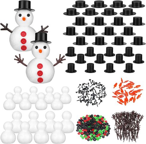 428 قطعة من رجل ثلج عيد الميلاد DIY Craft Kit 16 قطعة بمقاسين من كرات الرغوة لنموذج رجل الثلج 32 قبعات صغيرة سوداء اللون 220 زرًا 32 أنفًا جزريًا 64 أيدي وعيون رجل الثلج لكرات عيد الميلاد الإسفنجية مستلزمات ديكور الحفلات in Saudi Arabia