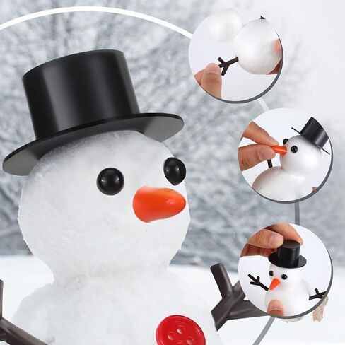 428 قطعة من رجل ثلج عيد الميلاد DIY Craft Kit 16 قطعة بمقاسين من كرات الرغوة لنموذج رجل الثلج 32 قبعات صغيرة سوداء اللون 220 زرًا 32 أنفًا جزريًا 64 أيدي وعيون رجل الثلج لكرات عيد الميلاد الإسفنجية مستلزمات ديكور الحفلات in Saudi Arabia