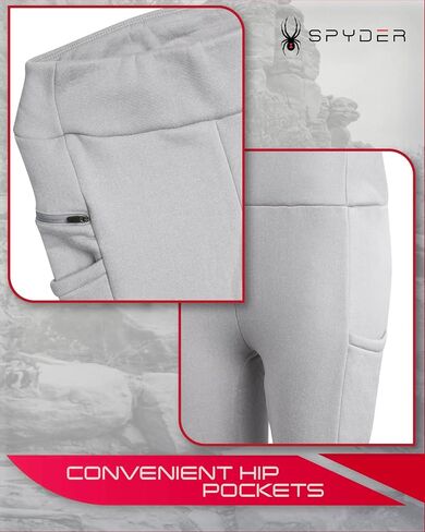 Spyder Women's Leggings - Soft and Cozy Womens Fleece-Lined Tights with Zip Pockets - High-Waisted Leggings for Women (S-XL) in Saudi Arabia