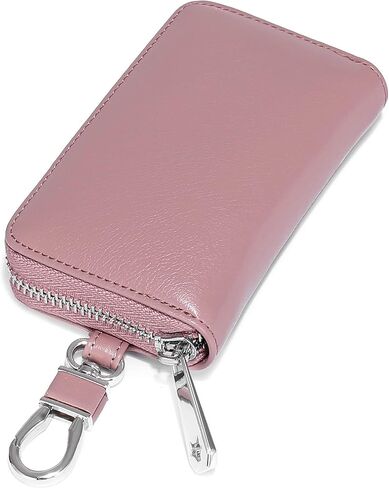 Genuine Leather Car Key Case, Unisex Keychain Wallet Coin Purse Bag with Metal Hook in Saudi Arabia