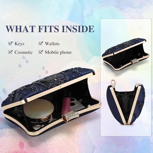 UBORSE Women's 1920s Vintage Clutch Purse Beaded Floral Evening Bag Hard Shell Sequin Handbag Clutch in Kuwait