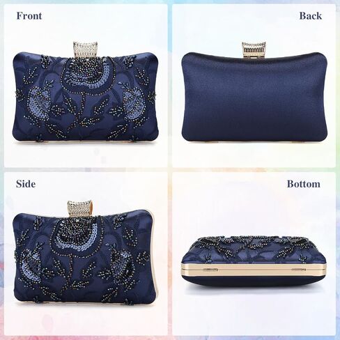 UBORSE Women's 1920s Vintage Clutch Purse Beaded Floral Evening Bag Hard Shell Sequin Handbag Clutch in Kuwait