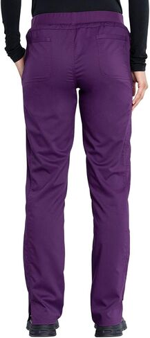 Cherokee Women's Scrub Set Mock Wrap Top with Princess Seams WW610 Mid Rise Tapered Leg Elastic Waist Drawstring Pant WW105, Eggplant - L Top/L Tall Pant in Saudi Arabia
