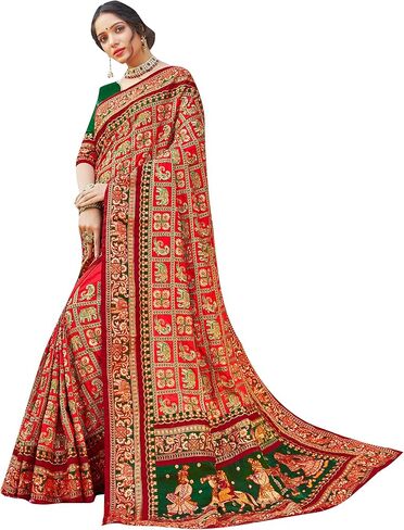 Sarees For Women Satin Silk Heavy Embroidered Saree ||Ethnic Traditional Indian Wedding Gift Sari with Unstitched Blouse in Saudi Arabia