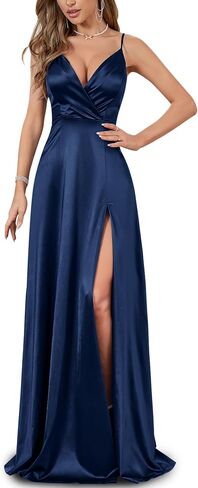 Women's Vintage 1950's Surplice V Neck Split Thigh Evening Party Formal Dress in Kuwait