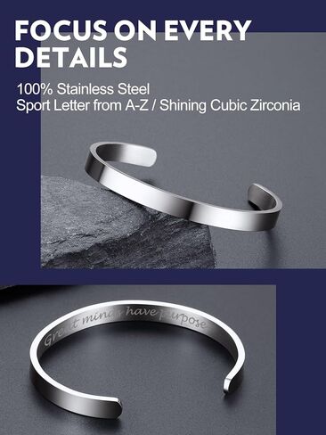 Bandmax Mens Cuff Bracelet Stainless Steel/Black Open Cuff Bracelets Viking Runes Metal Bracelet Wristband Gift for Men Women in Kuwait