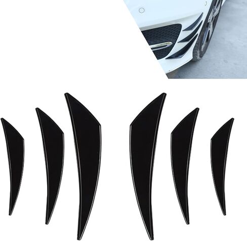 6 PCS Car Spoiler Duck Wing Kit, Front Bumper Side Skirt Lip Splitter, Wind Blade Type Anti-Collision Strip, Exterior Decor Accessories, Universal for Most Cars (Gloss Black) in Kuwait