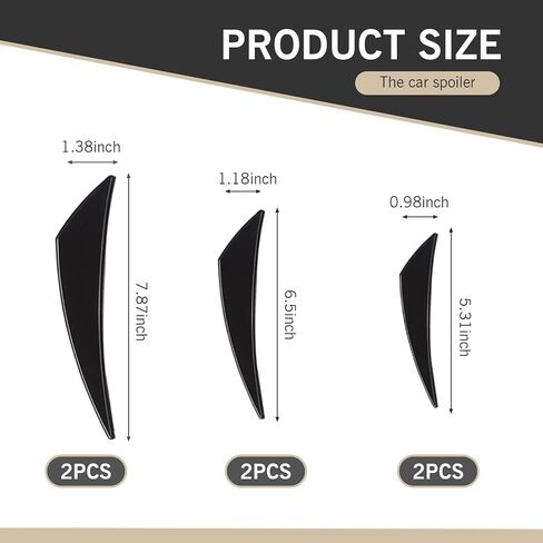 6 PCS Car Spoiler Duck Wing Kit, Front Bumper Side Skirt Lip Splitter, Wind Blade Type Anti-Collision Strip, Exterior Decor Accessories, Universal for Most Cars (Gloss Black) in Kuwait