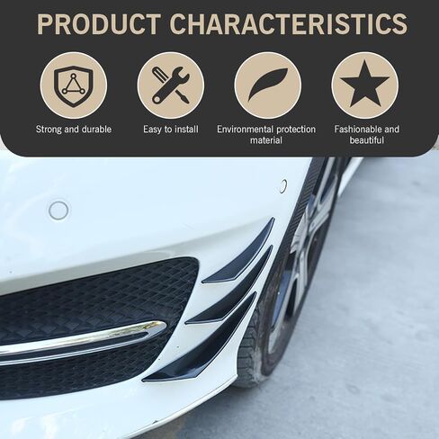 6 PCS Car Spoiler Duck Wing Kit, Front Bumper Side Skirt Lip Splitter, Wind Blade Type Anti-Collision Strip, Exterior Decor Accessories, Universal for Most Cars (Gloss Black) in Kuwait