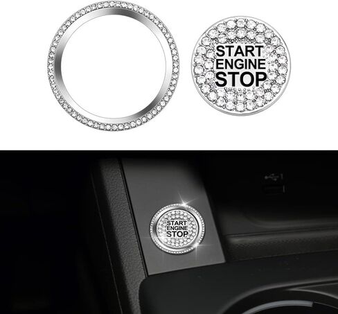 1797 Start Button Cover for Audi Accessories Bling Q5 A4 A5 A6 A7 S4 S5 S6 S7 S8 Car Engine Ring Sticker Decal Crystal Silver Pack of 2 in Kuwait