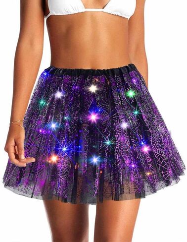 Halloween LED Tutu Skirt Light Up Tutu Sparkly Spider Skirts Glow Tulle Dance Skirts for Women and Girls in Saudi Arabia