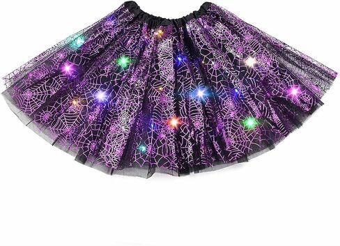 Halloween LED Tutu Skirt Light Up Tutu Sparkly Spider Skirts Glow Tulle Dance Skirts for Women and Girls in Saudi Arabia