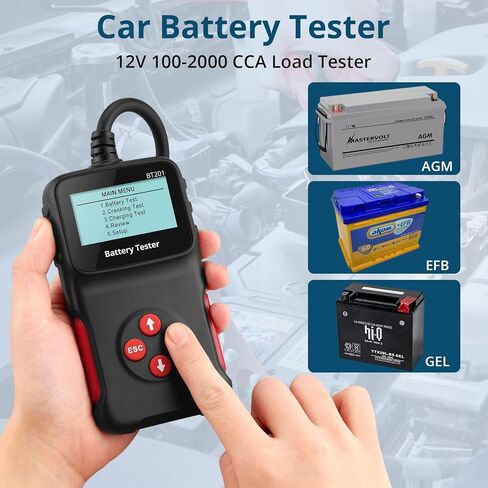 جهاز اختبار بطارية السيارة 12 فولت، جهاز اختبار حمل البطارية 100-2000 CCA، محلل مولد كهربائي للسيارة، أداة اختبار نظام شحن السيارة والتدوير للسيارة والشاحنات والدراجات النارية والقوارب ATV RV، جهاز اختبار البطارية in Kuwait