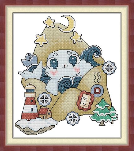 CROSSDECOR Cross Stitch Kit for Beginners Animal Patterns DIY Stamped Embroidery Set Counted Needlepoint Starter Kits Craft Supplies Handmade 11CT 3 Strands,No Frame in Kuwait