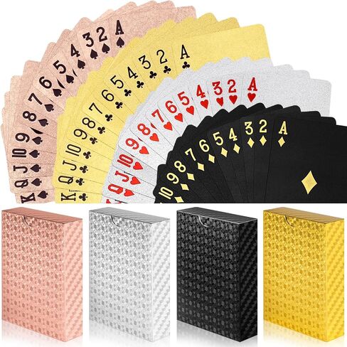 4 Decks Waterproof Playing Cards Plastic Poker Cards, Foil Poker Cards Novelty Poker Cards Waterproof Deck of Cards Tricks Tool Playing Card for Men Adults Family Game Party Birthday Party in Saudi Arabia