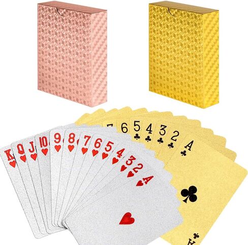 4 Decks Waterproof Playing Cards Plastic Poker Cards, Foil Poker Cards Novelty Poker Cards Waterproof Deck of Cards Tricks Tool Playing Card for Men Adults Family Game Party Birthday Party in Saudi Arabia