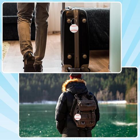 18 Pcs Baseball Luggage Tags for Suitcases Acrylic Baseball Travel Suitcase Labels with Metal Ring Luggage Name Tags Funny Baseball Tags Gifts for Men Women Sport Travel in Kuwait