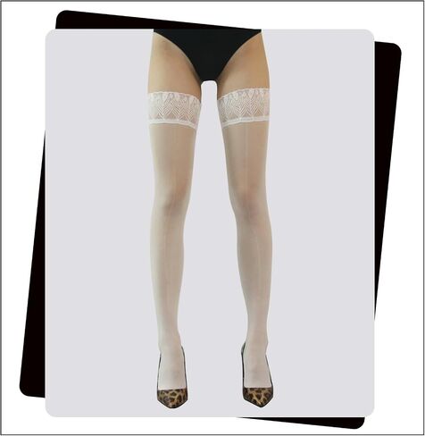 HTRUIYA Sheer Shiny Thigh High Stockings Sexy Lace Top Stay Up Silky Sheer Stocking Shimmery Tights for Women in Saudi Arabia
