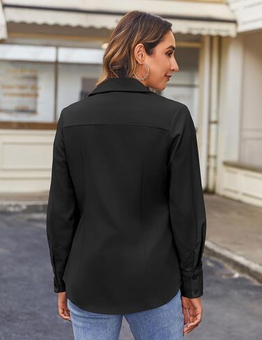HOTOUCH Women's Button Down Shirts Long Sleeve Dress Shirts Business Casual Collared Work Office Solid Blouses Tops in Saudi Arabia