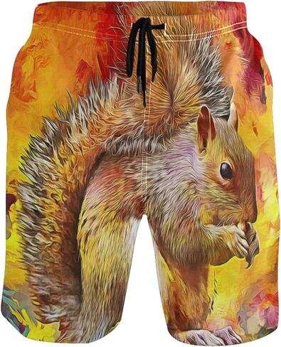 visesunny Modern Colorful Oil Painting Squirrel Men's Swim Trunks Quick Dry Bathing Suits Beach Holiday Party Swim Shorts in Kuwait