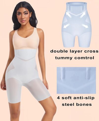 PRETTYWELL Shapewear Tummy Control Shorts for Women Comfort High Waisted Body Shaper Shorts Seamless no Rolling Thigh Slimmer in Saudi Arabia
