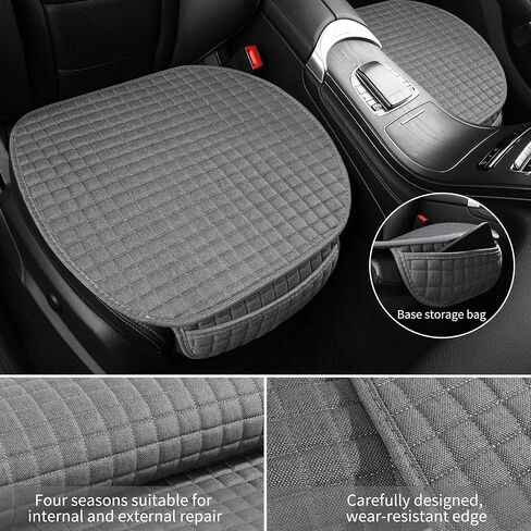 Car Cushion Pad, Bottom Seat Covers for Cars, Super Breathable, Warm in Winter and Cool in Summer, Anti-Slip, Storage Bags, Universal Front Seat Covers Fit for Most Sedans(2Pcs Gray) in Saudi Arabia