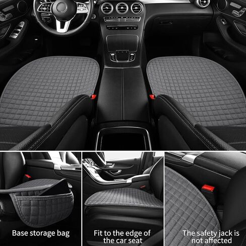 Car Cushion Pad, Bottom Seat Covers for Cars, Super Breathable, Warm in Winter and Cool in Summer, Anti-Slip, Storage Bags, Universal Front Seat Covers Fit for Most Sedans(2Pcs Gray) in Saudi Arabia