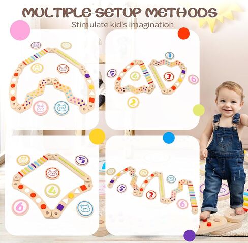 Wooden Balance Beam for Kids 3+ Toddler Montessori Balance Beam Indoor Outdoor Kids Balance Stepping Stones Coordination and Stability Exercise in Kuwait