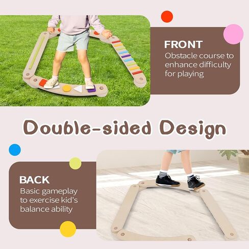 Wooden Balance Beam for Kids 3+ Toddler Montessori Balance Beam Indoor Outdoor Kids Balance Stepping Stones Coordination and Stability Exercise in Kuwait