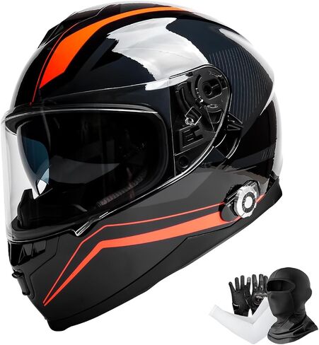 Bluetooth Motorcycle Helmet FreedConn BM12 DOT Full Face Bluetooth Helmets Motorcycle Dual Visor Helmet with Integrated Intercom System/ 2~3 Riders Pair/ 500M/ FM (Matte Black, XL) in Saudi Arabia