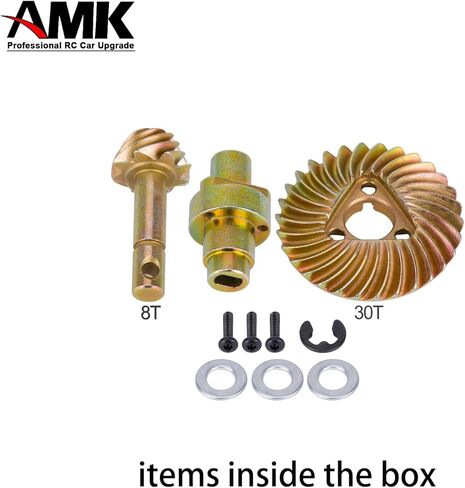 AMK RC Car Bevel Gear, Metal Gear Solid Delta, 8T 24T/27T/30T/33T Heavy Duty Overdrive Bevel Gear for 1/10 RC Crawler Axial SCX10 II AR44/45 Capra Portal Axle Spare Parts (30T 8T Reversal) in Kuwait