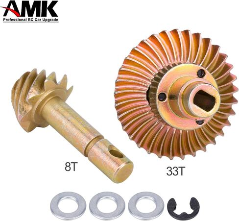 AMK RC Car Bevel Gear، Metal Gear Solid Delta، 8T 24T/27T/30T/33T ترس مشطوف شديد التحمل لـ 1/10 RC الزاحف المحوري SCX10 II AR44/45 قطع غيار محور بوابة كابرا (عكس 30T 8T) in Saudi Arabia