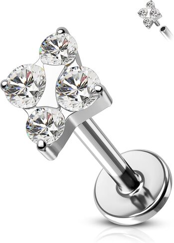 cocharm g23 التيتانيوم اللولب الزنمة الغضروف ثقب المجوهرات 16 جرام شقة عودة اللولب الغضروف الزنمة القرط مسمار نجمة محارة المجوهرات للنساء الرجال in Kuwait