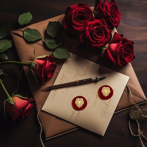 Lion Wax Seal Stamp Animals Embossed Stamp Sealing Removable 1" Brass Wax Seal Stamp Head with Wooden Handle for Wedding Party Invitations Envelopes Gift Packing Cards Envelopes Decoration in Saudi Arabia