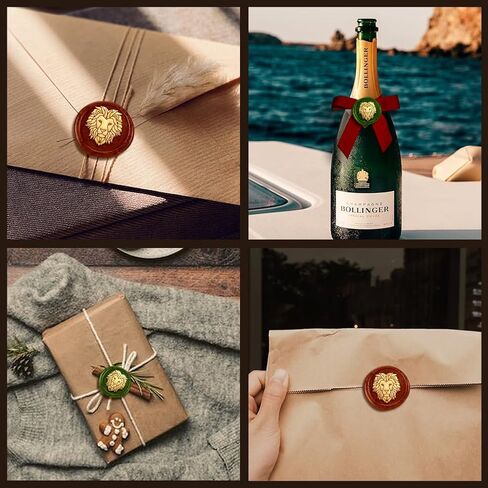 Lion Wax Seal Stamp Animals Embossed Stamp Sealing Removable 1" Brass Wax Seal Stamp Head with Wooden Handle for Wedding Party Invitations Envelopes Gift Packing Cards Envelopes Decoration in Saudi Arabia