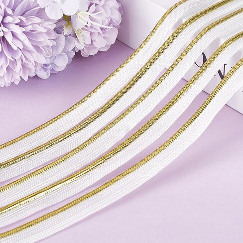 GORGECRAFT 22 Yards Gold Piping Trim with Metallic Lip Welting 0.47 Inch Wide Bias Tape Cord Edge Trim Ribbon for Sewing Clothing Pillows Lamps Draperies Home Decor Upholstery in Kuwait
