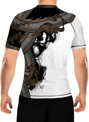 Raven Fightwear Men's Year of The Dragon Rash Guard Short Sleeve BJJ MMA in Saudi Arabia