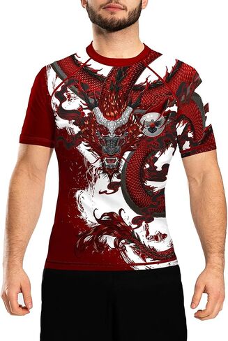 Raven Fightwear Men's Year of The Dragon Rash Guard Short Sleeve BJJ MMA in Saudi Arabia