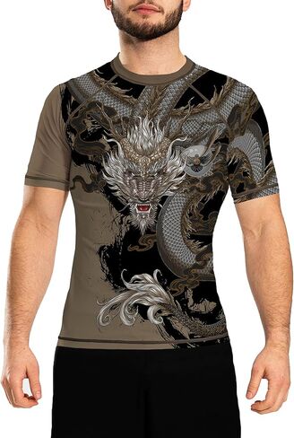 Raven Fightwear Men's Year of The Dragon Rash Guard Short Sleeve BJJ MMA in Saudi Arabia