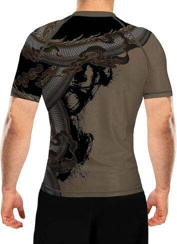 Raven Fightwear Men's Year of The Dragon Rash Guard Short Sleeve BJJ MMA in Saudi Arabia