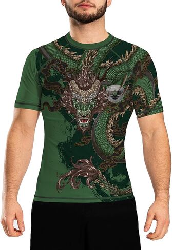 Raven Fightwear Men's Year of The Dragon Rash Guard Short Sleeve BJJ MMA in Saudi Arabia