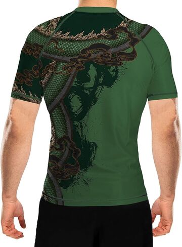 Raven Fightwear Men's Year of The Dragon Rash Guard Short Sleeve BJJ MMA in Saudi Arabia