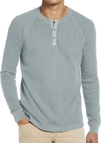 Men's Henley Shirts Fashion Long Sleeve Lightweight Button T Shirts in Saudi Arabia
