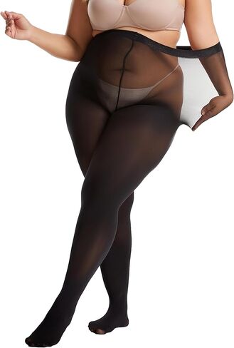 Frola Plus Size Tights for Women Semi Opaque Control Top High Waist Stockings 60 Denier Women's Pantyhose 2X 3X 4X 5X in Kuwait