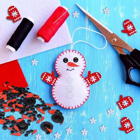 WILLBOND 450 Pieces Christmas Craft Buttons, Including Carrot Nose Buttons, Mini Plastic Black Top Hats, Tiny Black Buttons, Wood Glove Buttons, White Snowflake Snowman Ornament Kit in Saudi Arabia